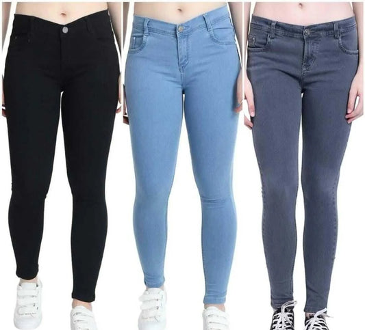 Pack Of 3 Women Jeans  Skin Fitting Fabric With Stretchable Stuff